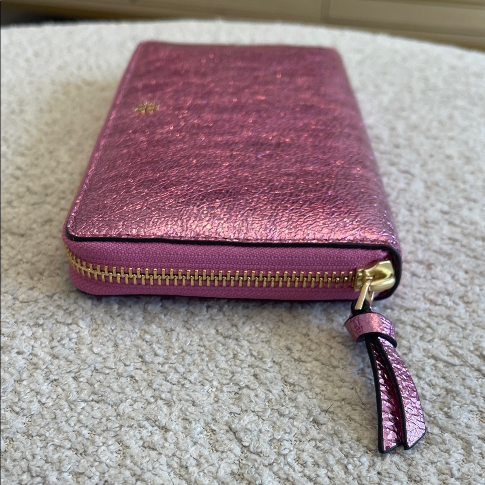 NWOT Tory Burch Metallic Pink Zip Wallet - Picture 5 of 6